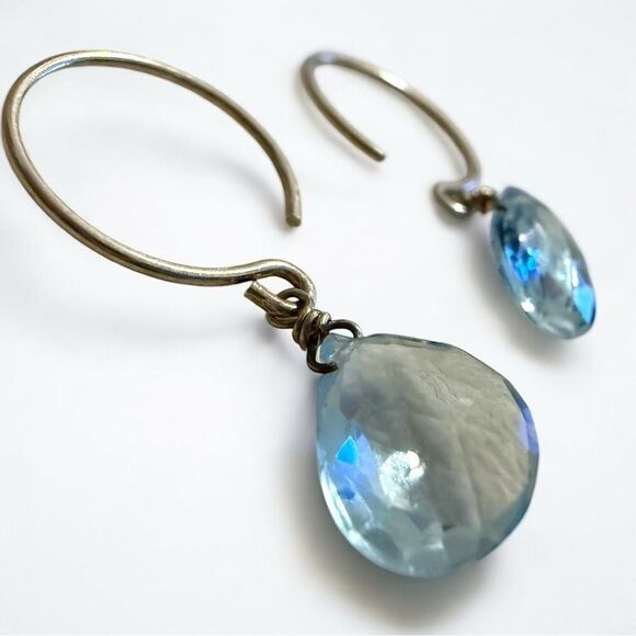 DAINTY BLUE DROP EARRINGS – STERLING-LOOK HANDMADE STYLE - Picture 17 of 17